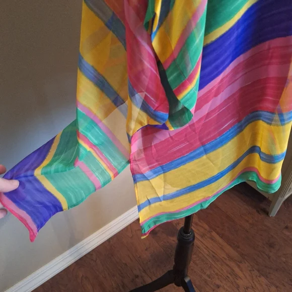Show Me Your Mumu USA Colorful Striped Sheer Top Or Cover Up - Picture 6 of 15